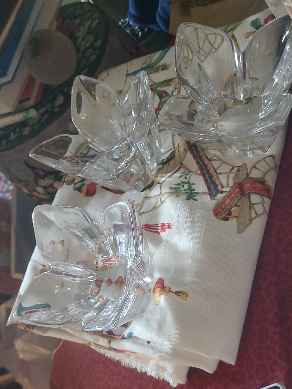 Orrefors Kosta Boda Clear 3 Crystal Candy , Candle Holders .Beautiful!